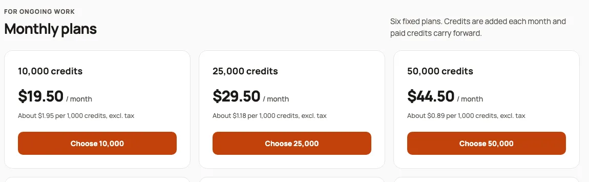 Example FairValid credit-selection screen